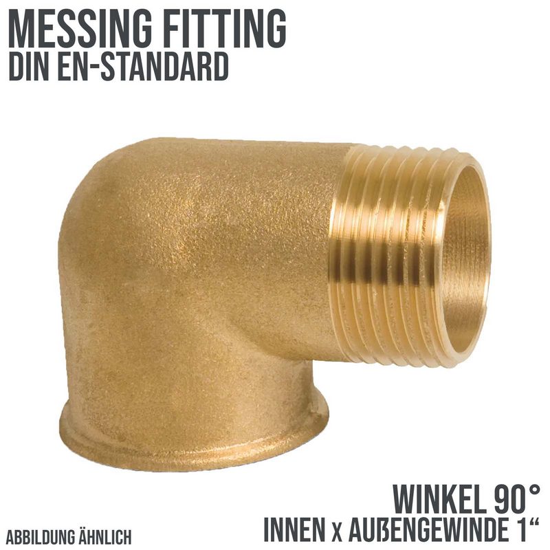1" Winkel 90° Nr. 92 Innen x Außengewinde IG x AG Messing Fittings PN 30 bar