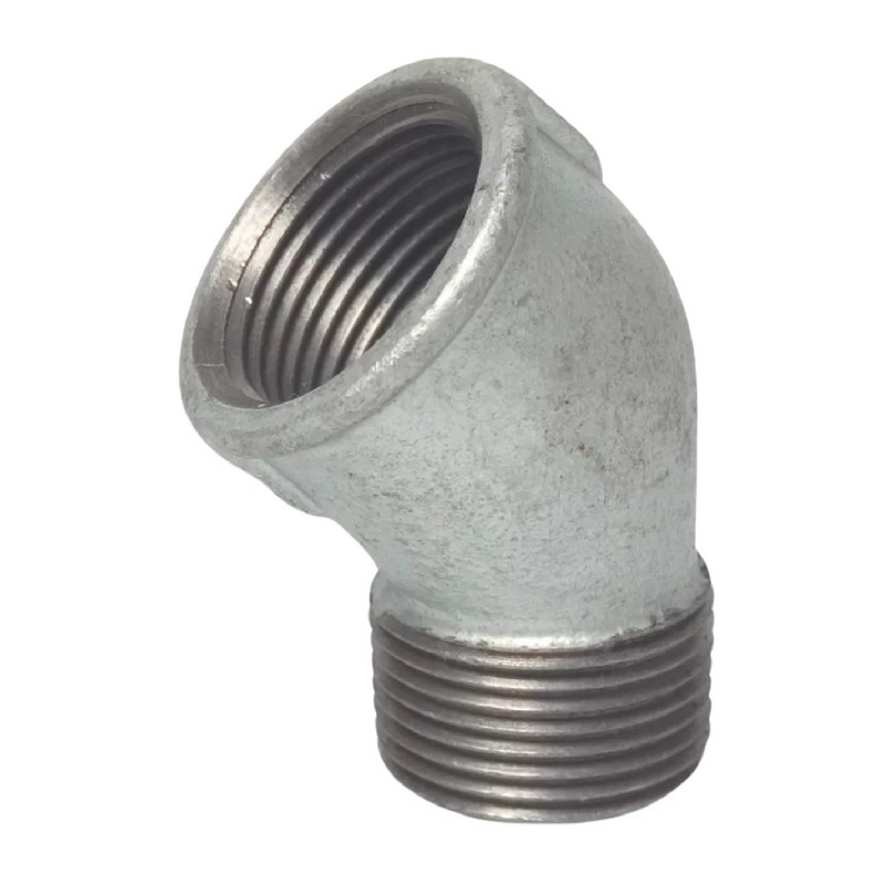 1/2" Gusseisen Temperguss Fitting Nr. 121 Winkel 45° Innen x Außengewinde IG x AG DVGW PN 25 bar