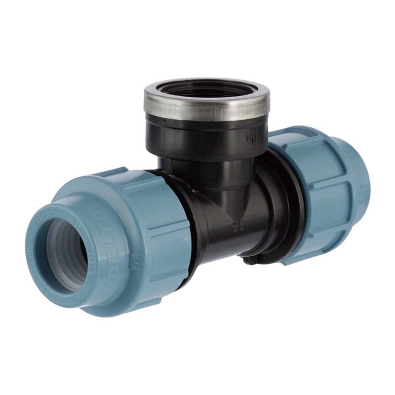 63 mm x 2" PE PP Fitting Klemm Verbinder Verschraubung Rohr T-Stück 90° x IG DVGW - Unidelta