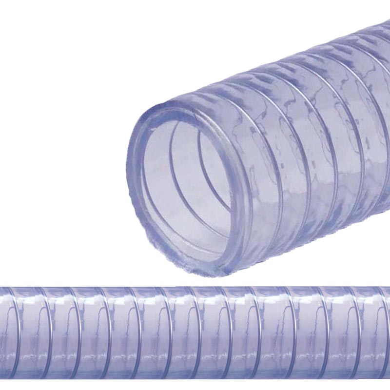 45 mm 1 3/4" Zoll Saug Ansaug Druck Abwasser Pumpen Schlauch Stahlspirale transparent PN 3 bar