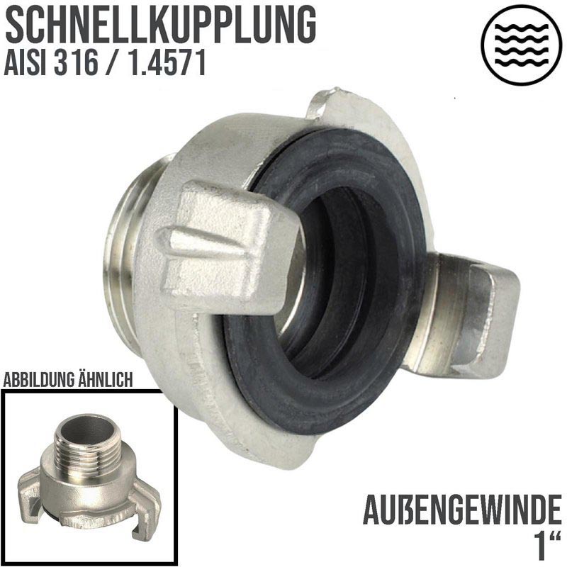 1" Edelstahl AISI 316 Schlauch Schnell Kupplung Außengewinde AG  (GEKA kompatibel) - PN 12 bar