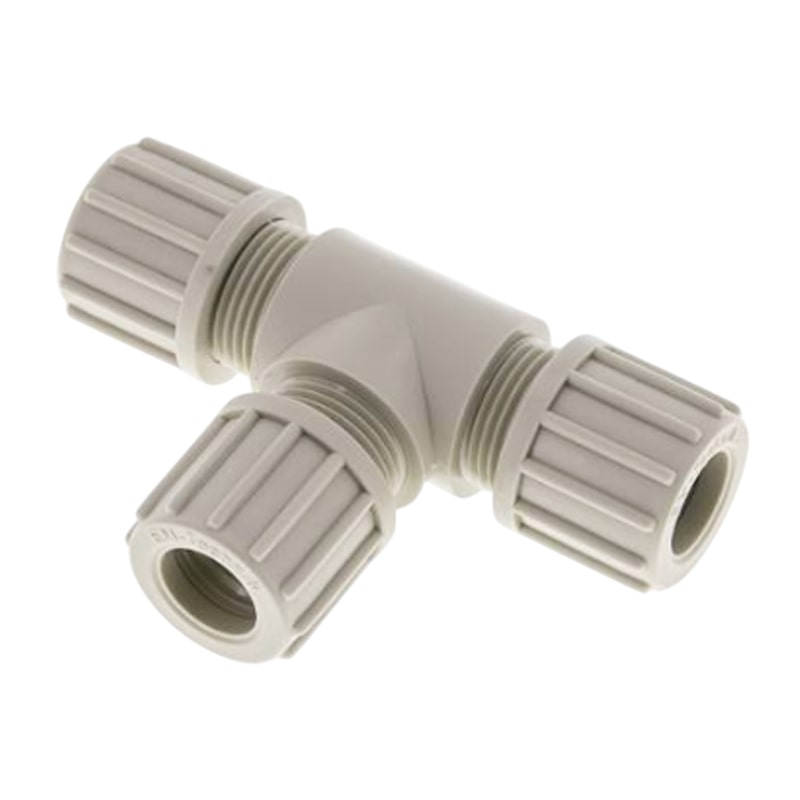 14 x 12 mm T-Stück 90° Kupplung PA PP Schlauch Verschraubung Verbinder FDA - PN 10 bar