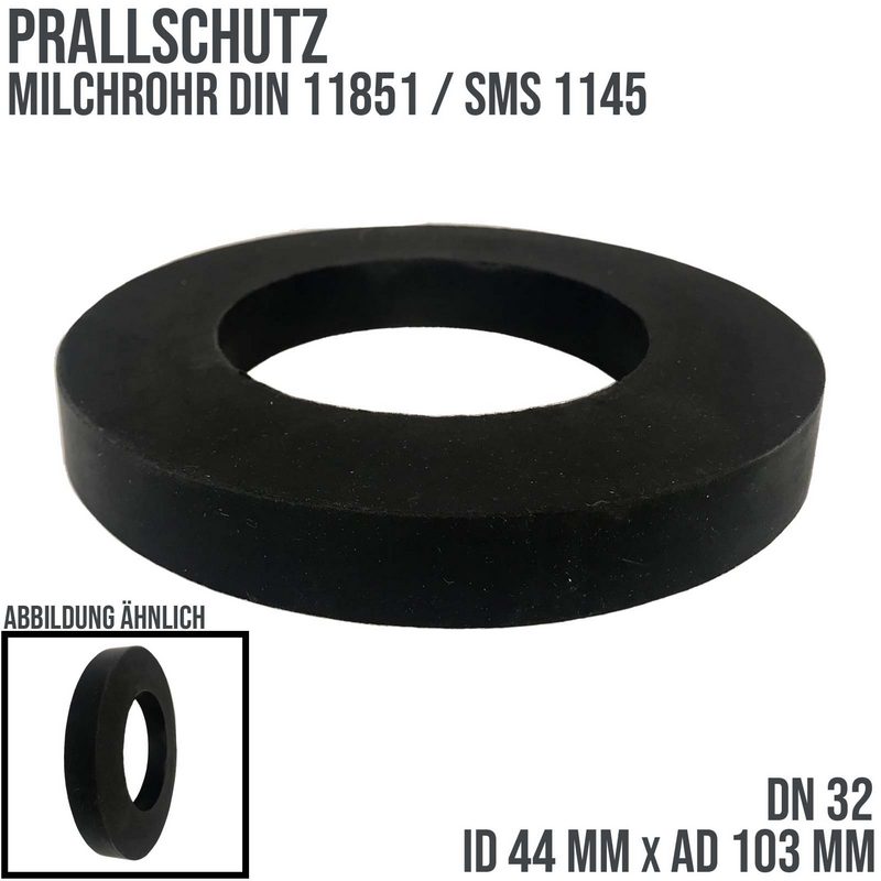 DN 32 Milchrohr Verschraubung DIN 11851 SMS 1145 Prall Schutz Gummi NR ID x AD 44 x 103 mm - schwarz