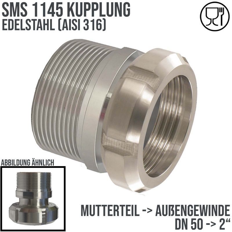 DN 50 SMS Kupplung 1145 Mutterteil MT ÜWM Außengewinde BSPP 2" Zoll - PN 25 bar