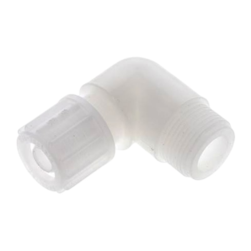 10 x 4 mm x 1/4" Winkel 90° Außengewinde TX Fitting Gewebe Schlauch Verbinder FDA PVDF weiß - PN 10 bar