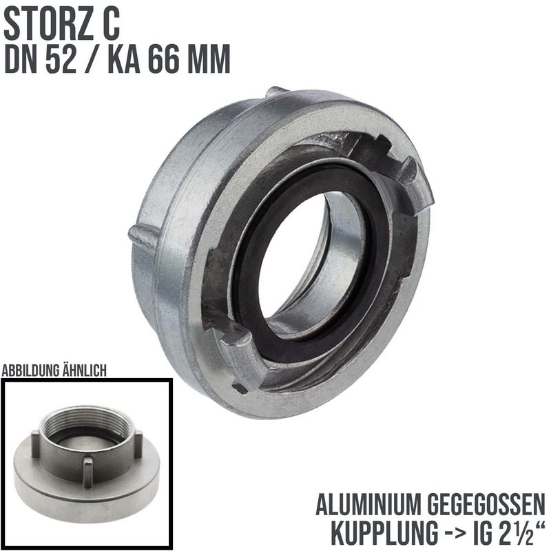 STORZ C DN 52 KA 66 Kupplung Innengewinde IG 2 1/2" Saug Bau Feuerwehr Schlauch Aluminium - PN 10 bar