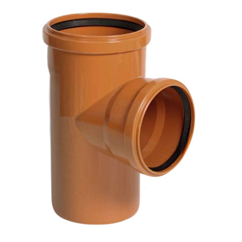 315 x 110 mm PVC T-Stück 87° red. Abzweig Abfluß Abwasser HT KG Rohr SN4 Steckmuffe x Stutzen rostbraun