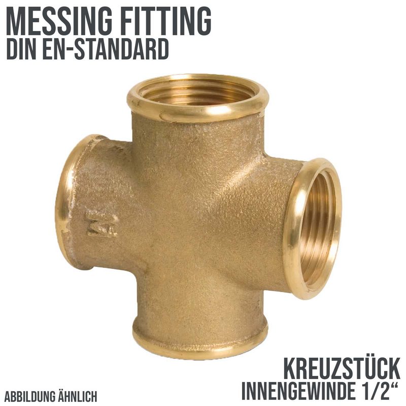 1/2" Kreuzstück Nr. 180 Innengewinde IG Messing Fittings PN 30 bar
