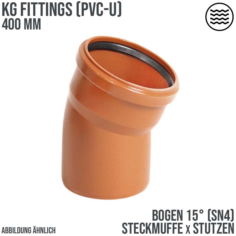 400 mm PVC Bogen 15° Abzweig Abfluß Abwasser HT KG Rohr SN4 Steckmuffe x Stutzen rostbraun