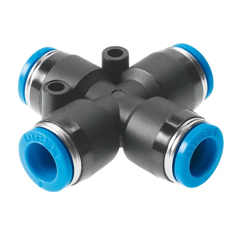 8 mm Pneumatik Schnell Steck Verbinder QS Kreuz blau/schwarz QS-4 (153032) - PN 14 bar