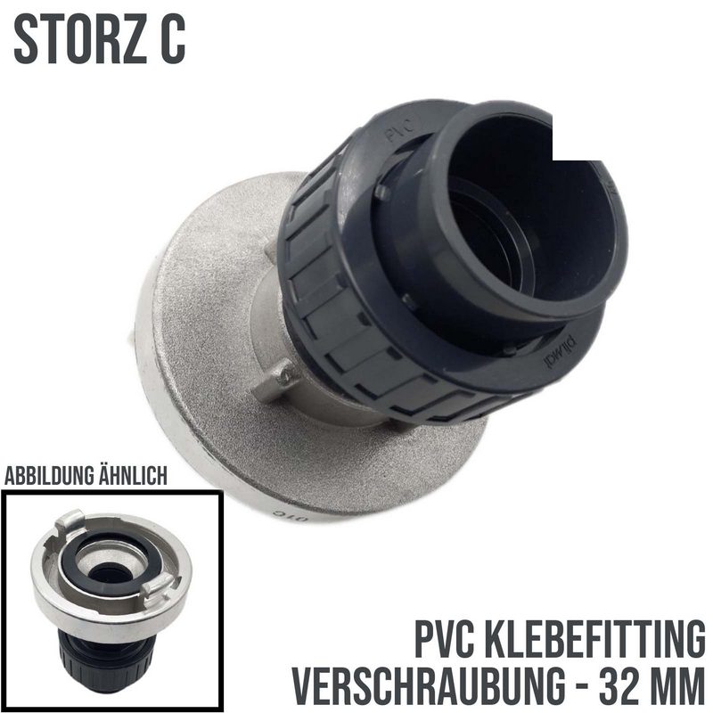 STORZ C DN 52 KA 66 Übergangsstück Adapter -> 32 mm PVC-U Klebe Fitting Verschraubung