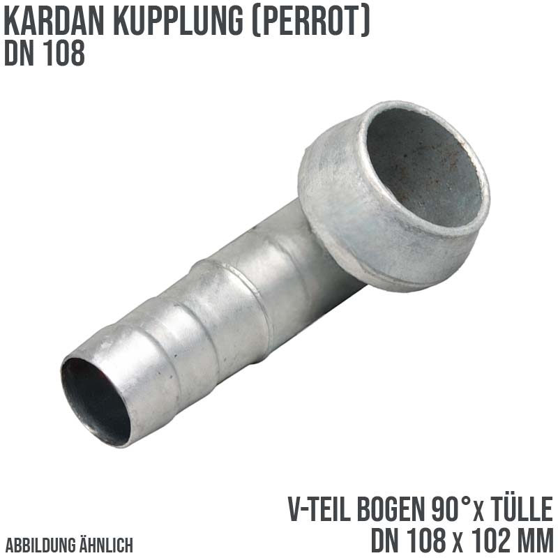 DN 108 Kardan Perrot Kupplung Bogen 90° V-Teil mit Tülle Stutzen 102 mm Gülle Schlamm Schlauch