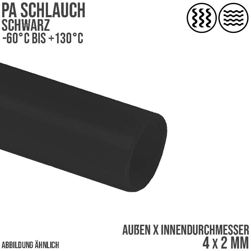 4 x 2 mm Polyamid PA Pneumatik Schlauch schwarz - PN 44 bar