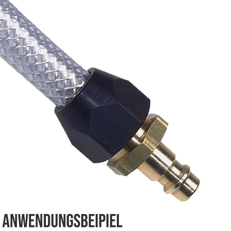 6 mm Druckluft Stecker Nippel Einsteck Überwurf Mutter ÜWM TX Schlauch Tülle Messing NW 7,2 LW - PN 16 bar