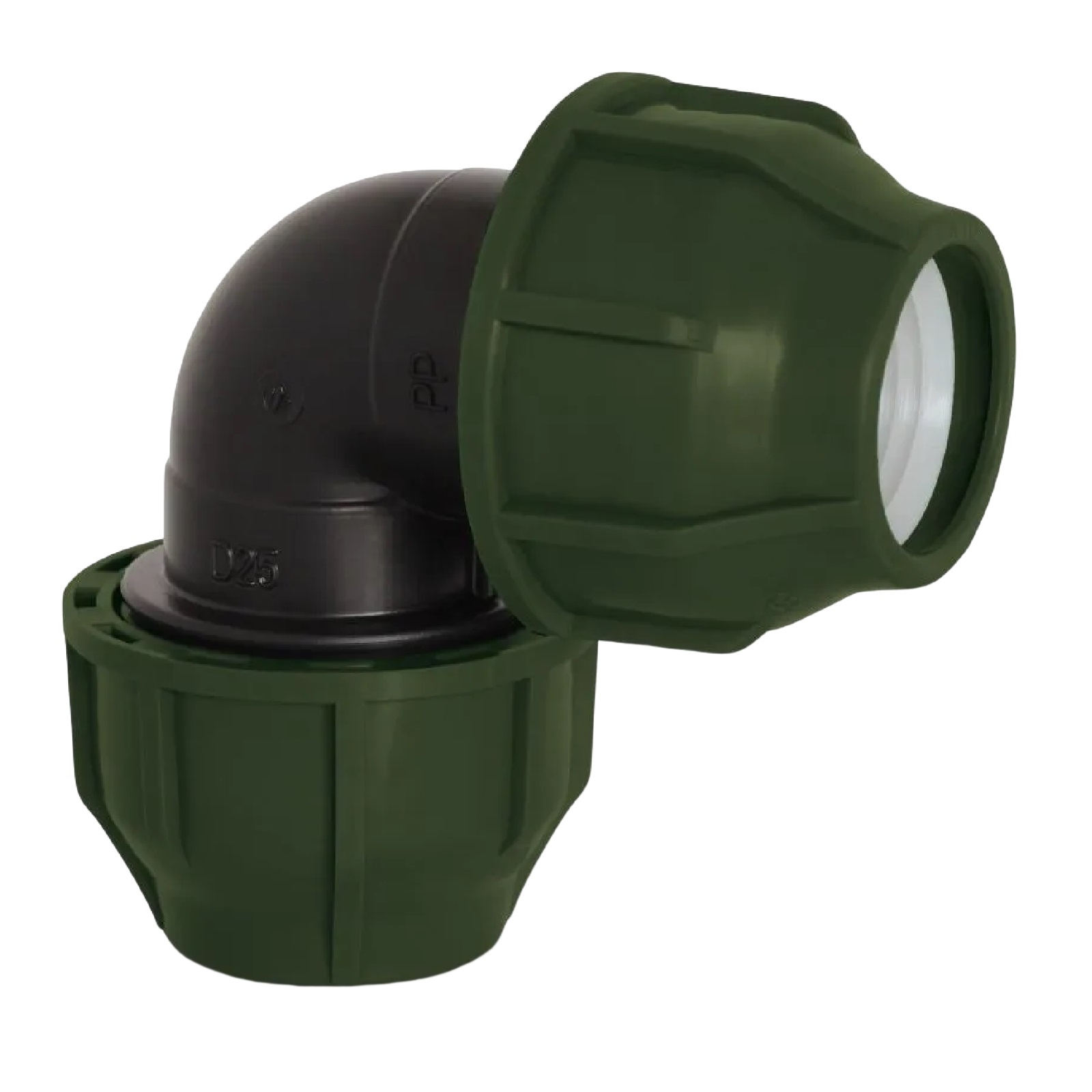 50 mm PE PP Fitting Klemm Verbinder Verschraubung Muffe Rohr Winkel 90° - PN 10 bar