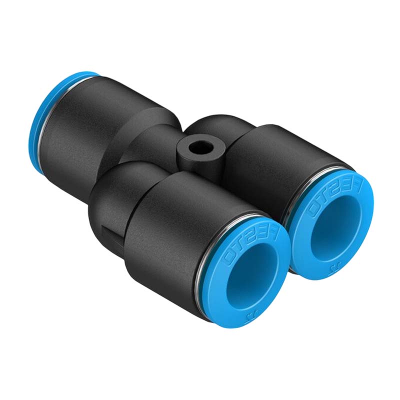 16 mm Pneumatik Schnell Steck Verbinder QS Y-Stück blau/schwarz QS-4 (153036) - PN 14 bar