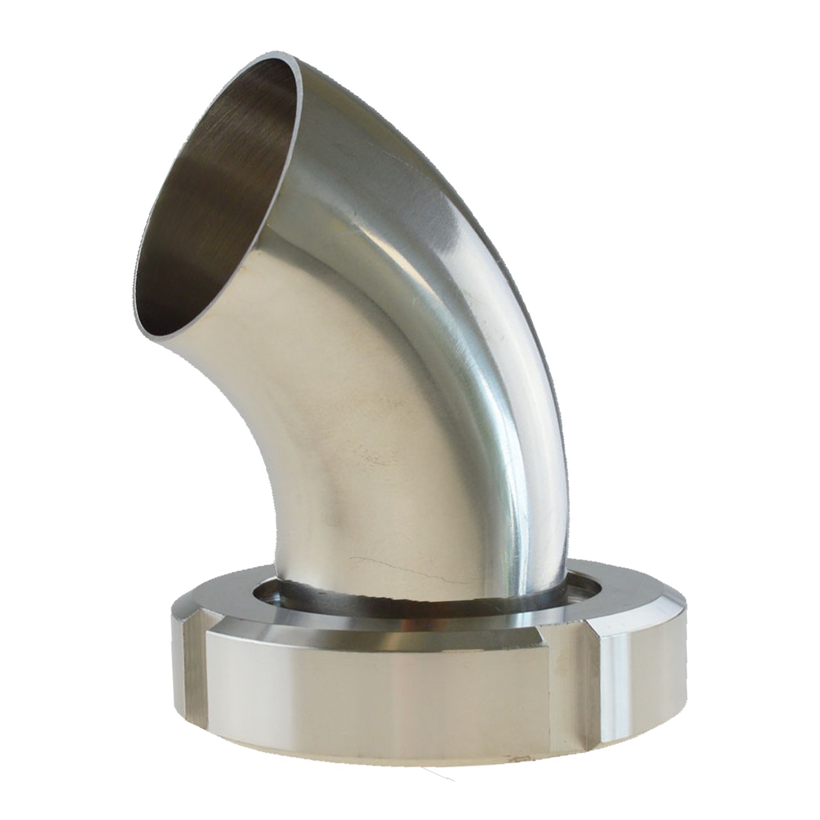 DN 80 Milchrohr Verschraubung DIN 11851 Mutterteil 45° Bogen Kegel Stutzen ÜWM Anschweißende ID x AD 81 x 85 mm - PN 25 bar