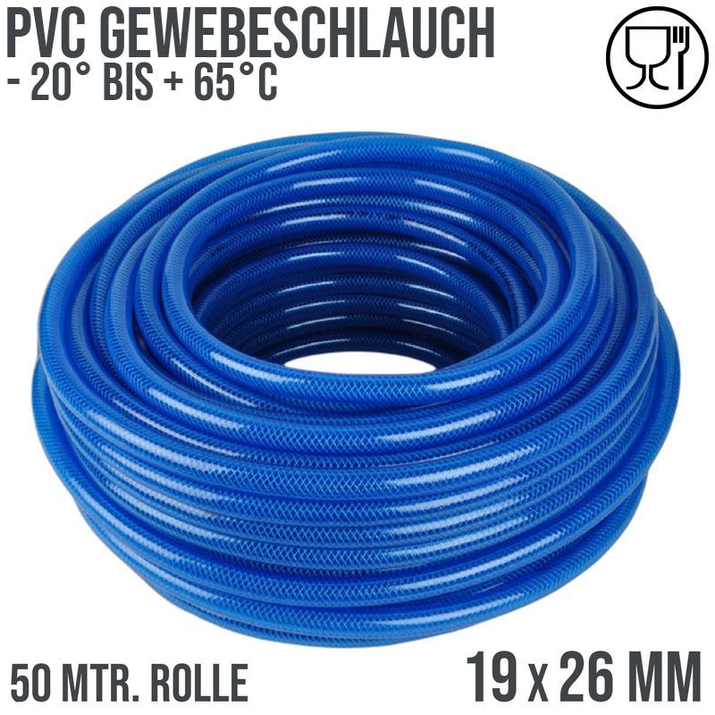 19 x 26 mm Gewebe Druckluft Universal Wasser Luft Kompressor Schlauch blau PN 11 bar - 50 m