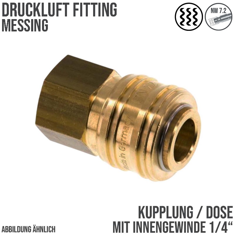 1/4" Druckluft Kupplung Dose Schnell Messing NW 7,2 mit Innengewinde IG - PN 35 bar