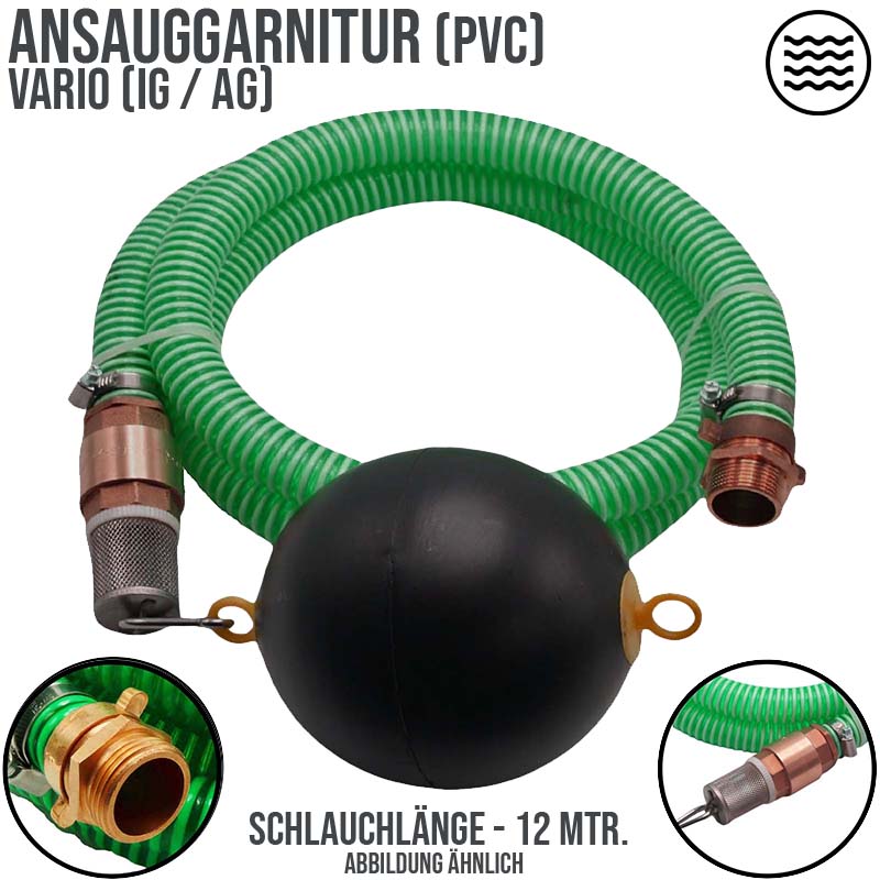 25 mm 1" Zoll Ansaug Saug Schlauch Pumpen Garnitur schwimmende Entnahme grün - 12 m