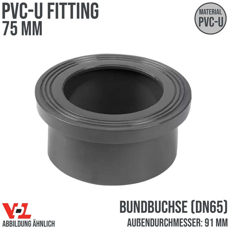 75 mm VDL PVC Klebe Fitting Bund Buchse DN 65 - Außendurchmesser 91 mm