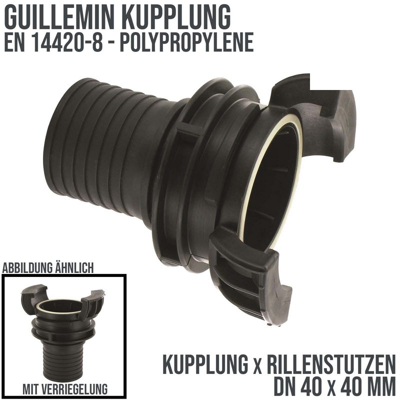 DN 40 Guillemin Kupplung Verriegelung Rillen Stutzen Tülle 40 mm Polypropylene (PP) - PN 16 bar
