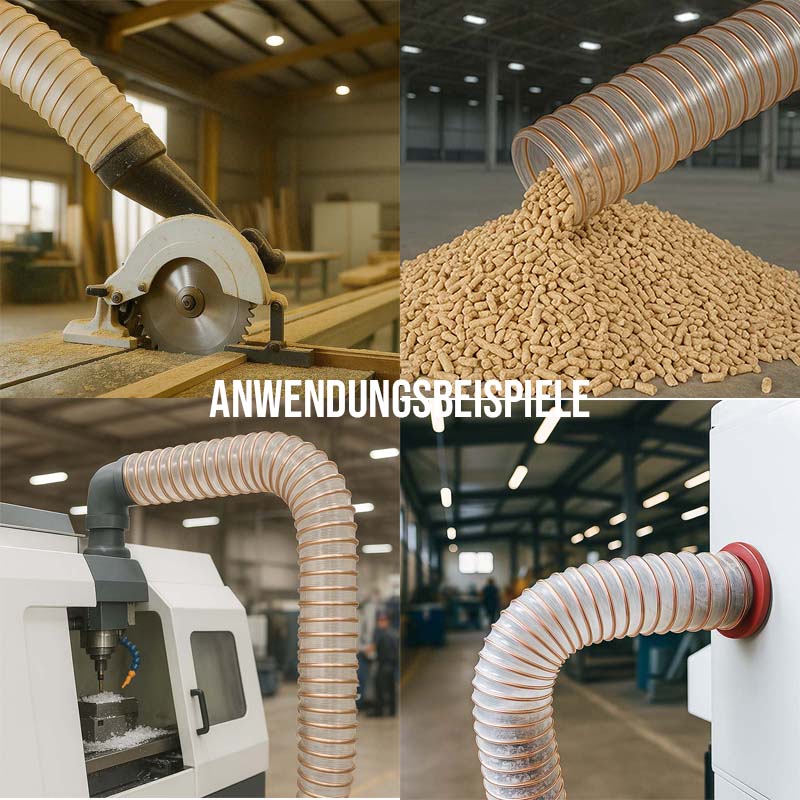 200 mm PU Saug Ansaug Druck Spiral Flex FDA Lebensmittel Schlauch - Wandstärke 1,0 mm - PN 0,30 bar