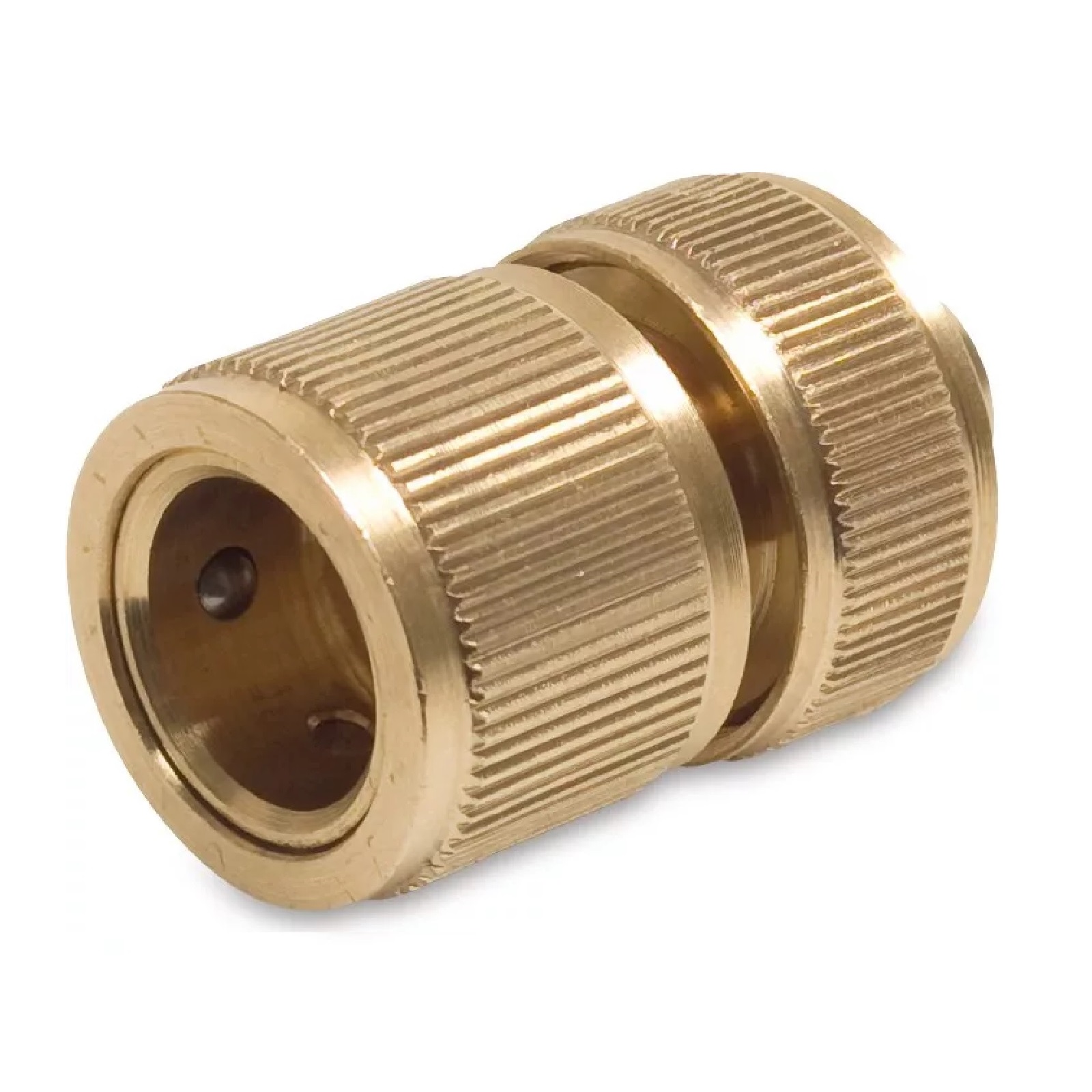 3/4" Schlauchstück Kupplung Click-System Quick Connect mit Wasser-Stop Messing (Gardena kompatibel)