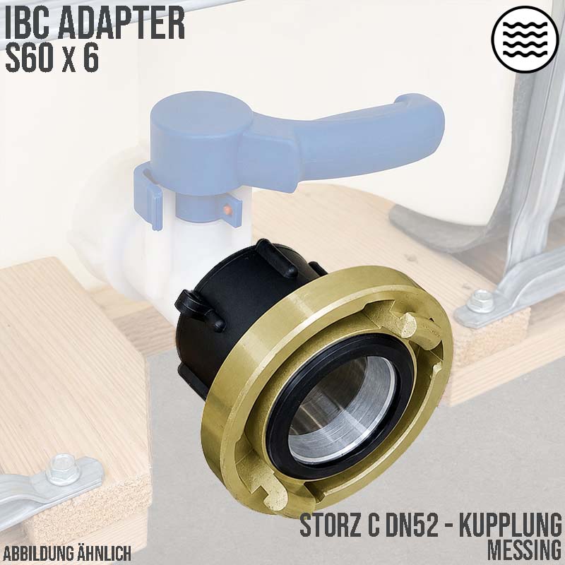 S60 x 6 IBC Adapter auf STORZ C DN 52 KA 66 Messing Übergangsstück Pumpenanschluß