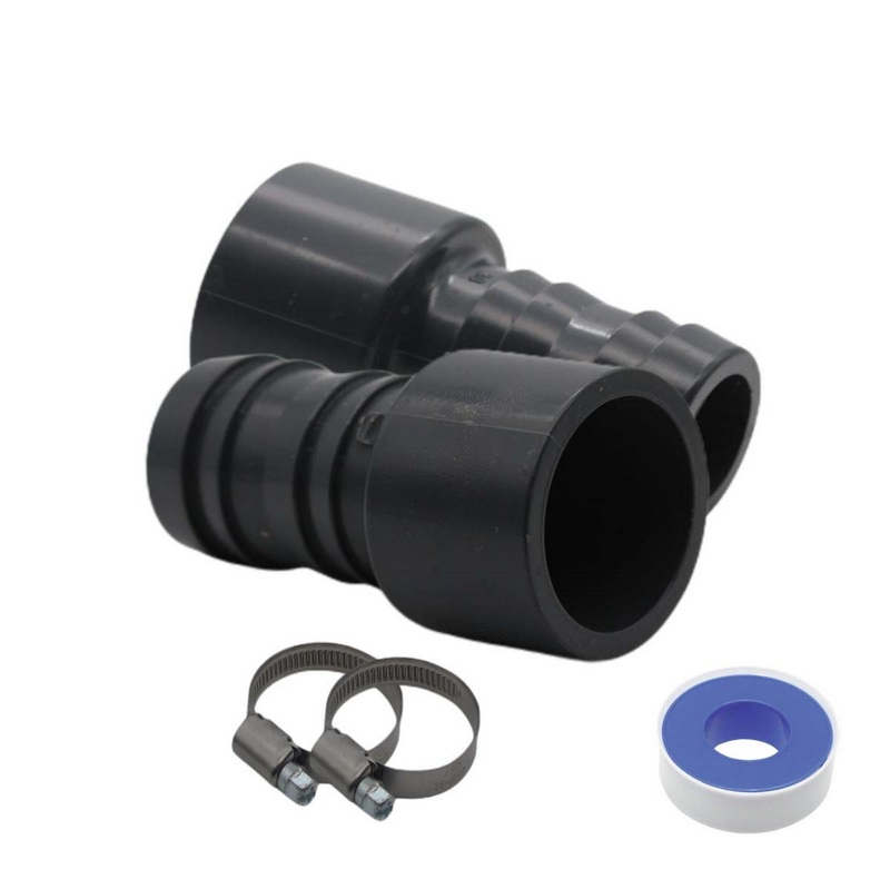 2er Set - PVC-U Schlauchverbinder - Klebestutzen DN 50 -> Schlauchtülle 38 mm.