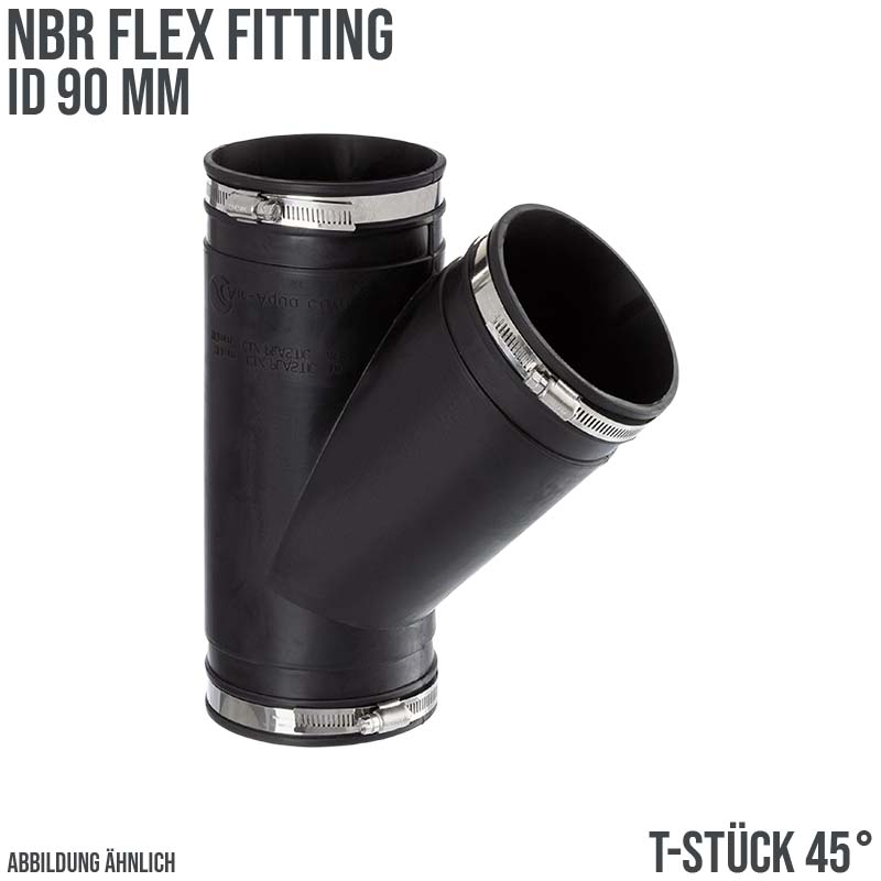 90 mm NBR Flex Fitting T-Stück 45° Verbinder Reparatur (Klemmbereich 80 - 92 mm)