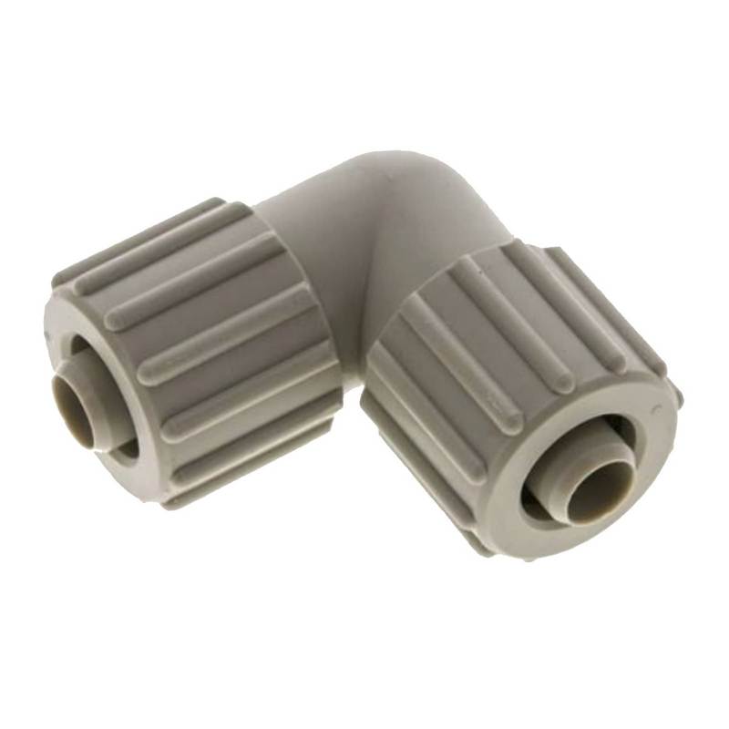 10 x 4 mm Winkel 90° TX Fitting Gewebe Schlauch Verbinder FDA PP beige - PN 10 bar