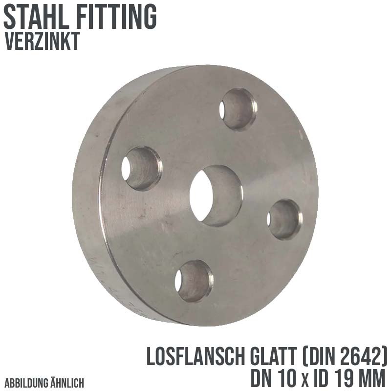 DN 10 Los Flansch glatt Stumpfschweißung Stahl verzinkt DIN 2642 - PN 10 bar