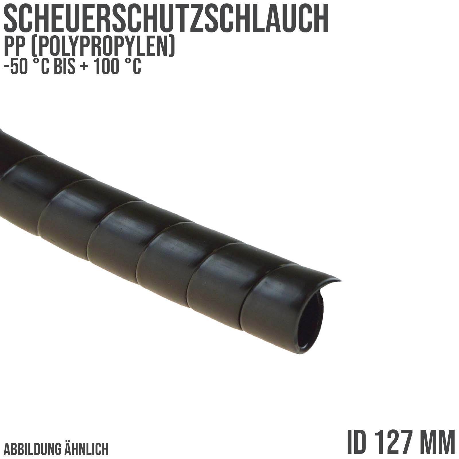 127 x 6,5 mm PP Scheuer Schutz Bündel Schlauch schwarz