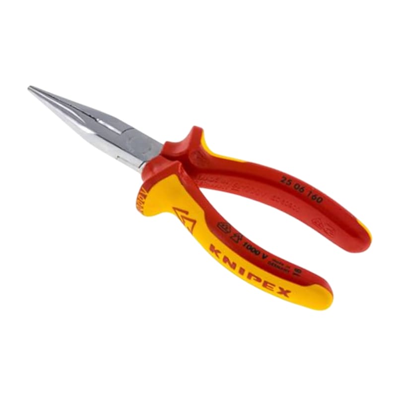 200 mm Flachrund Zange VDE gerade Backen verchromt 2K Griffe Knipex