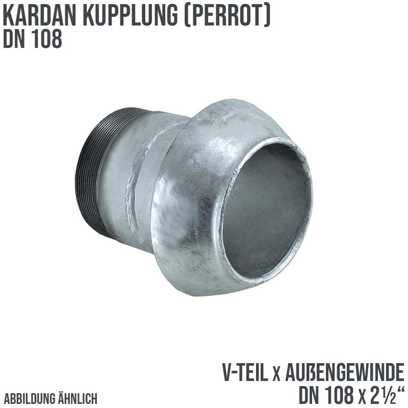 DN 108 Kardan Perrot Kupplung V-Teil mit Außengewinde 2 1/2" Zoll Gülle Schlamm Schlauch