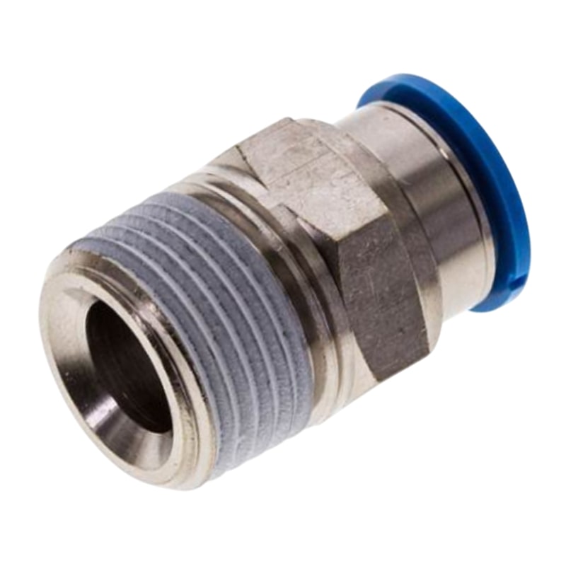 16 mm x 1/2" Pneumatik Schnell Steck Verbinder Außengewinde AG blau/schwarz ASK QS-1/2-16 (153011) - PN 14 bar
