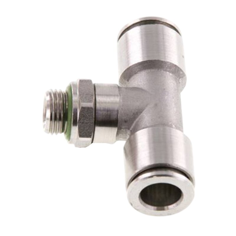 4 mm x 1/4" Pneumatik Steck Verbinder T-Stück 90° IQS Edelstahl VA 1.4404 Außengewinde zylindrisch - PN 15 bar