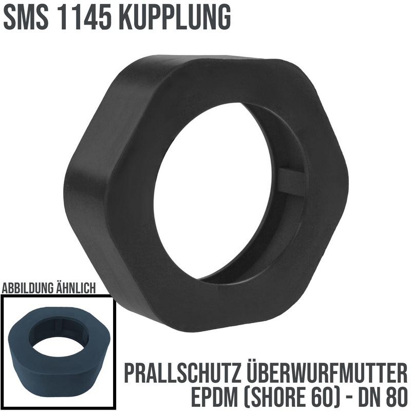 DN 80 SMS Kupplung 1145 Prallschutz Überwurfmutter ÜWM Gummi EPDM - schwarz