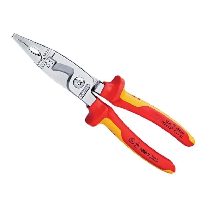 200 mm Multi Installations Zange VDE verchromt 2K Griffe Knipex
