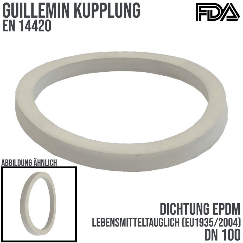 DN 100 Guillemin Kupplung Ersatz Dichtung EPDM weiß FDA Lebensmittel EU1935/2004