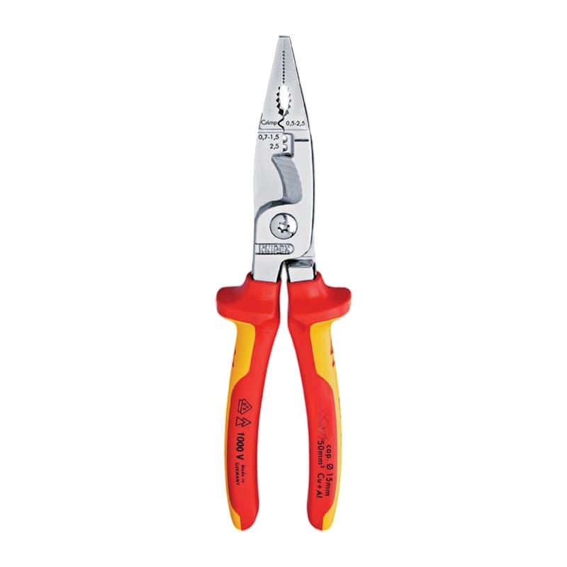 200 mm Multi Installations Zange VDE verchromt 2K Griffe Knipex