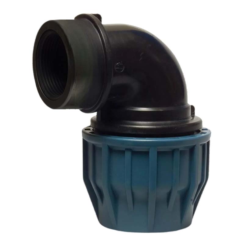 40 mm x 1 1/4" PE PP Fitting Klemm Verbinder Verschraubung Rohr Winkel 90° x IG DVGW - PN 16 bar