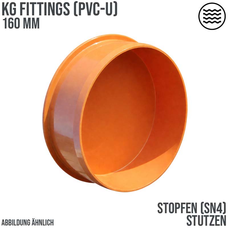 160 mm PVC Stopfen Abfluß Abwasser HT KG Rohr SN4 Stutzen rostbraun