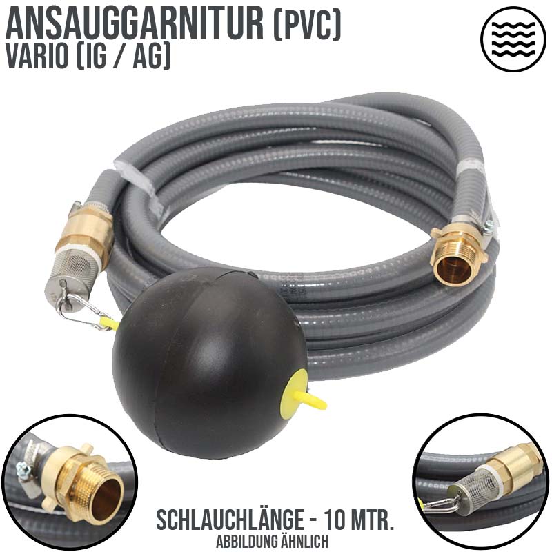 19 mm 3/4" Zoll Ansaug Saug Schlauch Pumpen Garnitur schwimmende Entnahme grau - 10 m