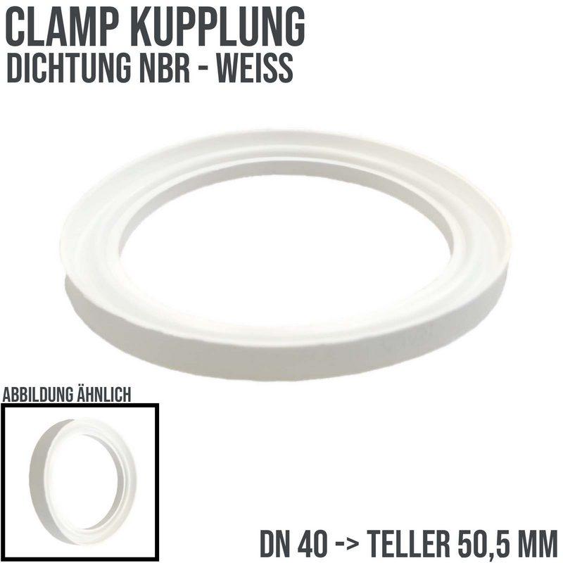 DN 40 CLAMP Kupplung 50,5 mm Dichtung NBR FDA -  weiß