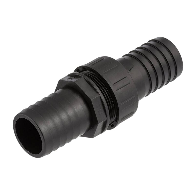 38 x 32 mm Schlauch Verschraubung reduziert 2-fach Stutzen Tülle Pool Teich Garten PP schwarz - PN 6 bar