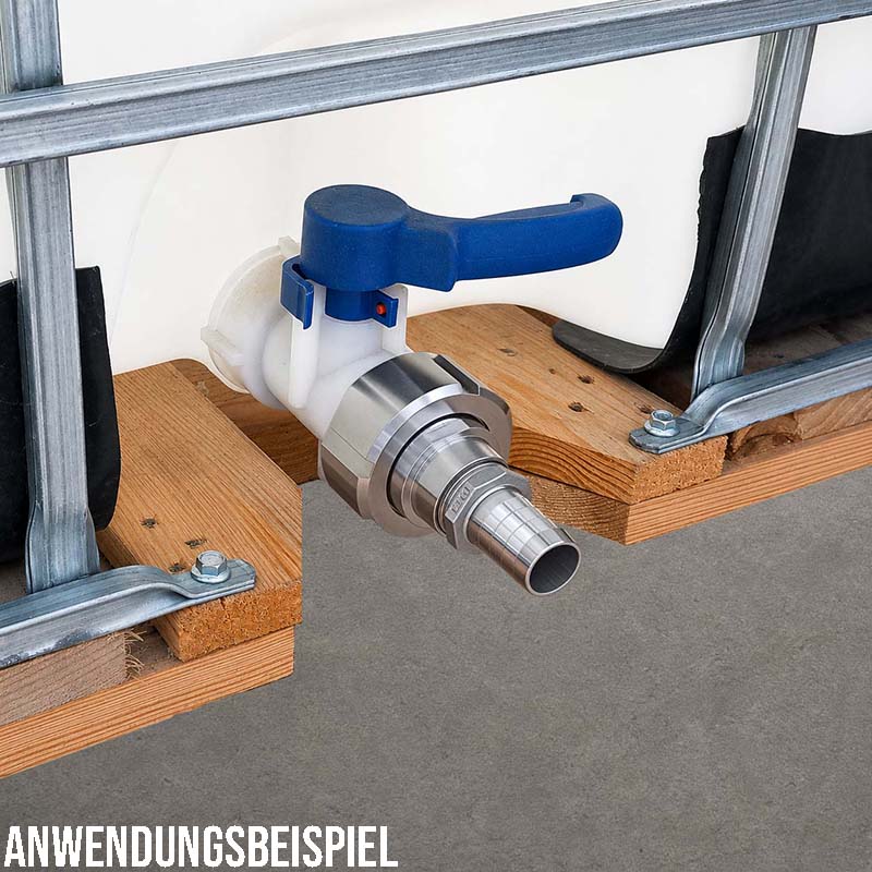 32 mm 1 1/4 " S60 x 6 IBC Container Edelstahl (AISI 316) V4A Anschluss Set Schlauch Tülle Stutzen - PN 16 bar