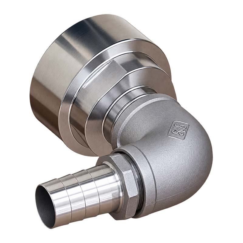 19 mm 3/4 " S60 x 6 IBC Container Edelstahl (AISI 316) 90° Winkel Anschluss Set Schlauch Tülle Stutzen - PN 16 bar