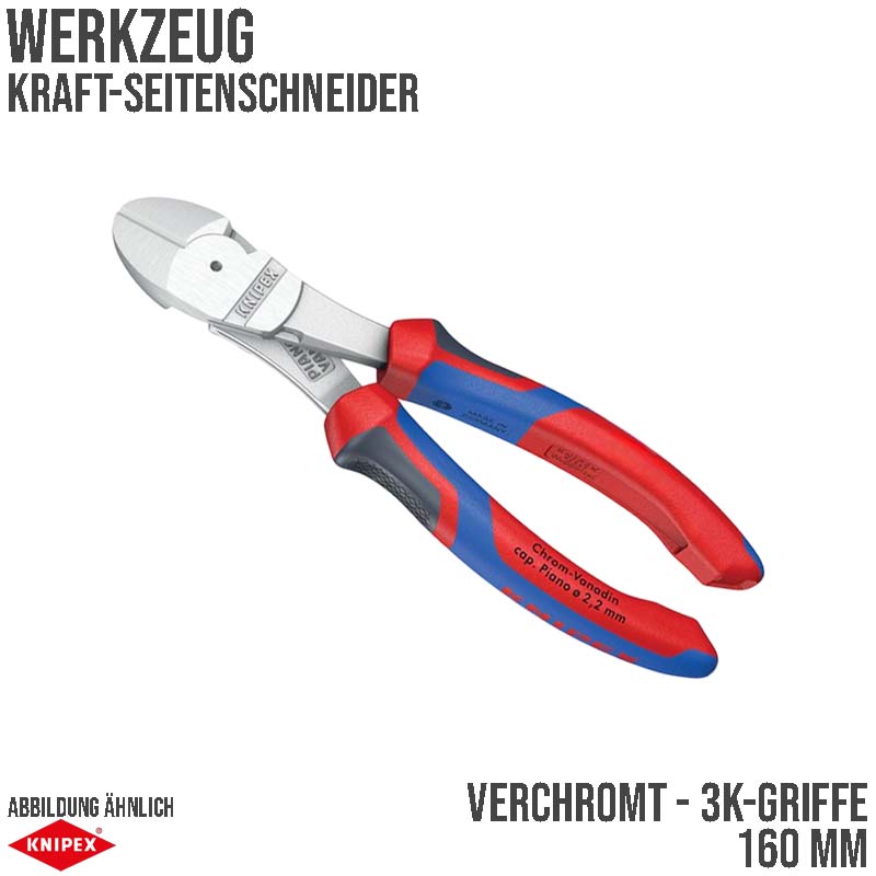 160 mm Kraft Seiten Schneider Zange verchromt 3K Griffe Knipex